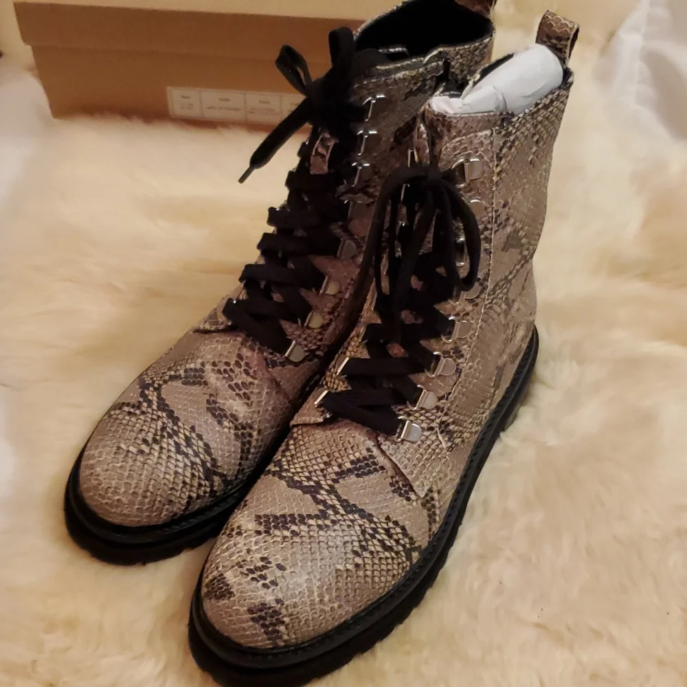 Anthropologie Shane Lace-up Boots- embossed snake - Picture 9 of 12